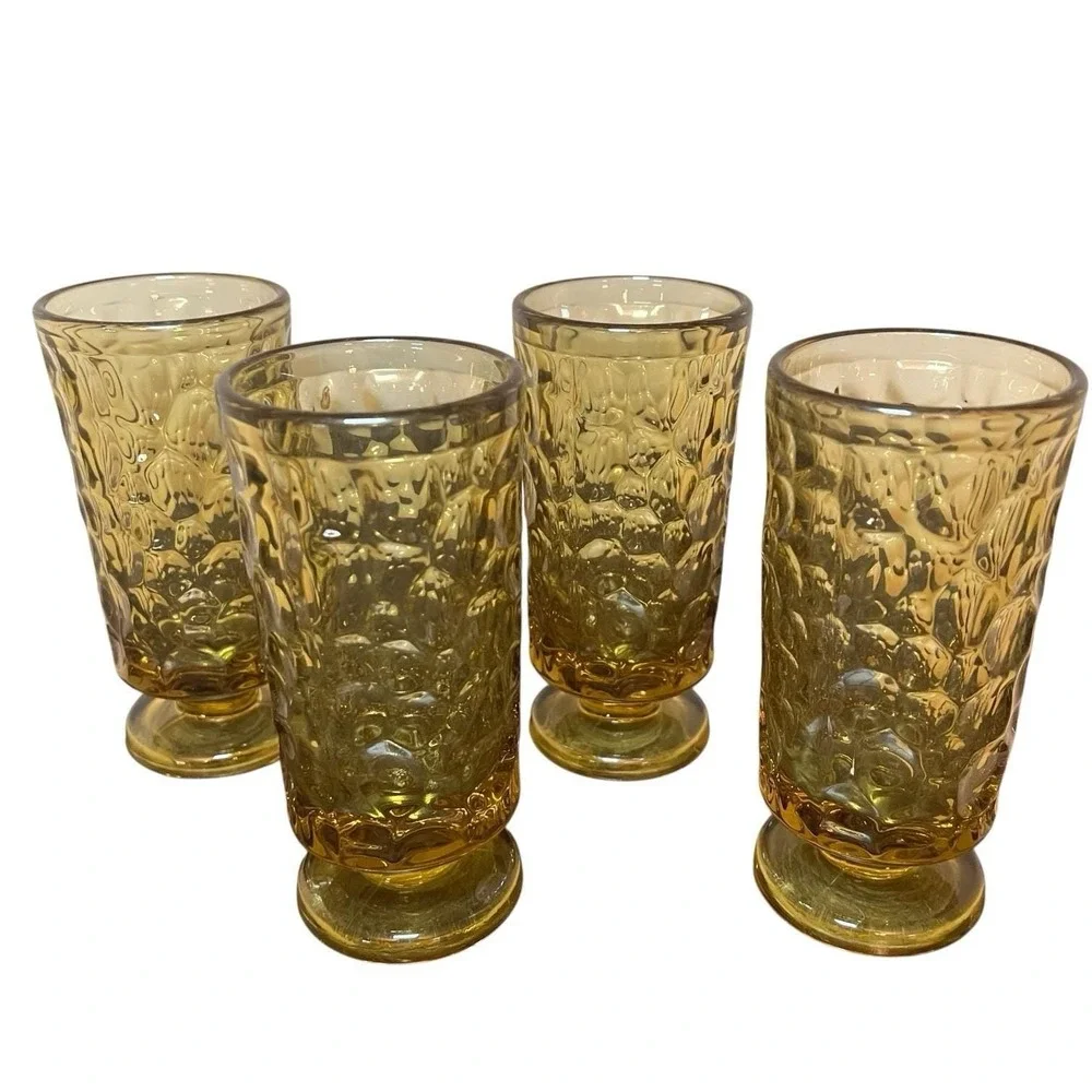 5 Fostoria Lemon Twist PEBBLE BEACH By Ben Seibel 10 OZ Footed Goblets 6